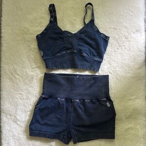 Free People Good Karma Running Short & Scoop Neck Bra Set